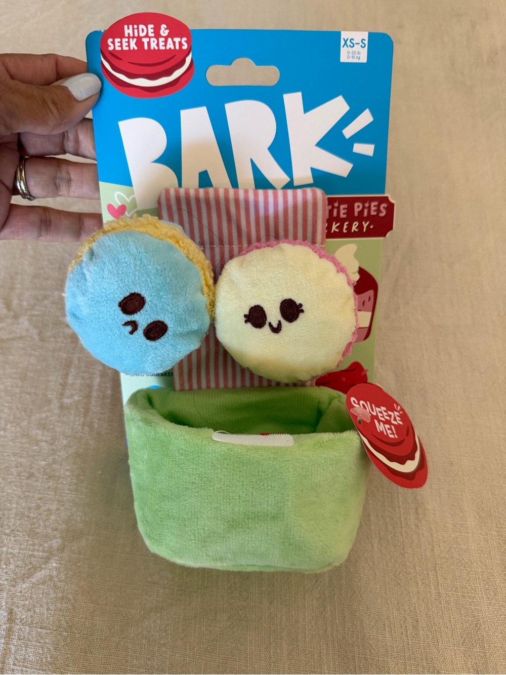 Bark Plush Squeezable Macaron Toy Set - Blue, Cream, Green